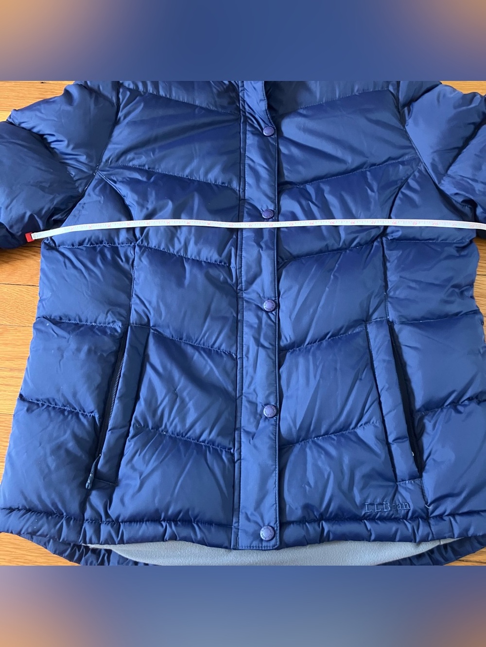 L.L. Bean Navy Blue Goose Down Classic Winter Quilted Nylon Puffer Jacket Large - Picture 7 of 12